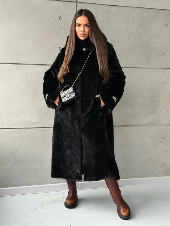 Шуба из норки Blackglama с капюшоном