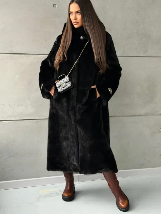Шуба из норки Blackglama с капюшоном