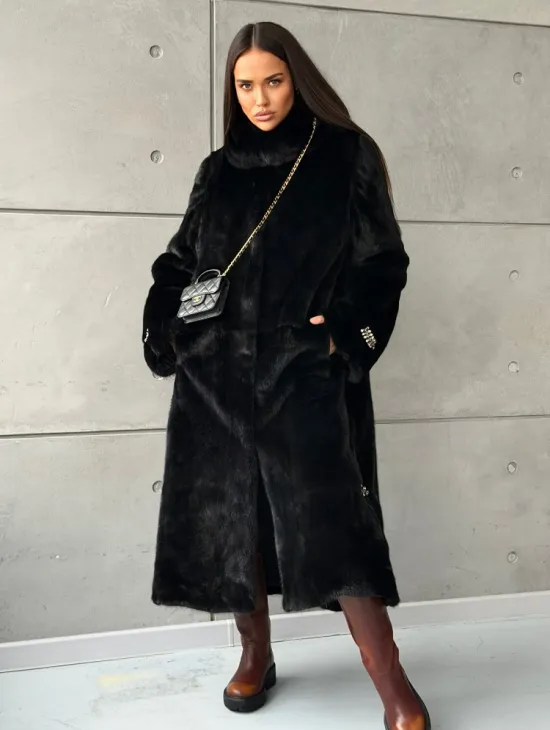 Шуба из норки Blackglama с капюшоном