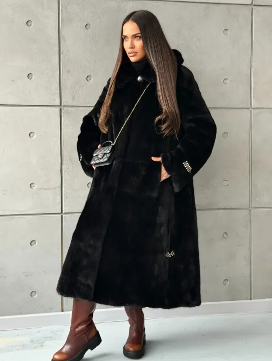 Шуба из норки Blackglama с капюшоном