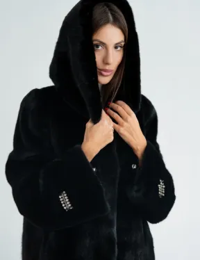 Норка BLACKGLAMA пластины с капюшоном