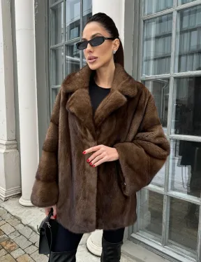 Кимоно полушубок английский воротник - цвет соболь