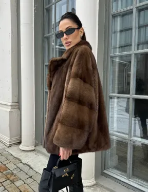 Кимоно полушубок английский воротник - цвет соболь