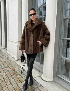 Кимоно полушубок английский воротник - цвет соболь