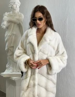 Кимоно шуба английский воротник - цвет колотый лед