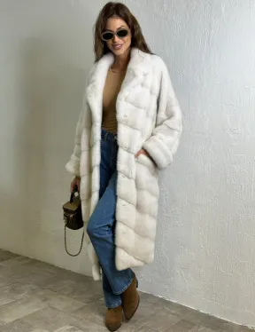 Кимоно шуба английский воротник - цвет колотый лед