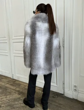 Шуба из меха арктической лисы - серая