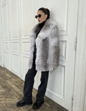 Шуба из меха арктической лисы - серая