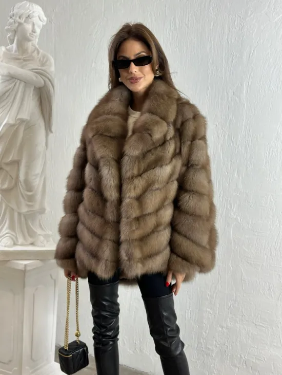 Жакет из куницы с шалью