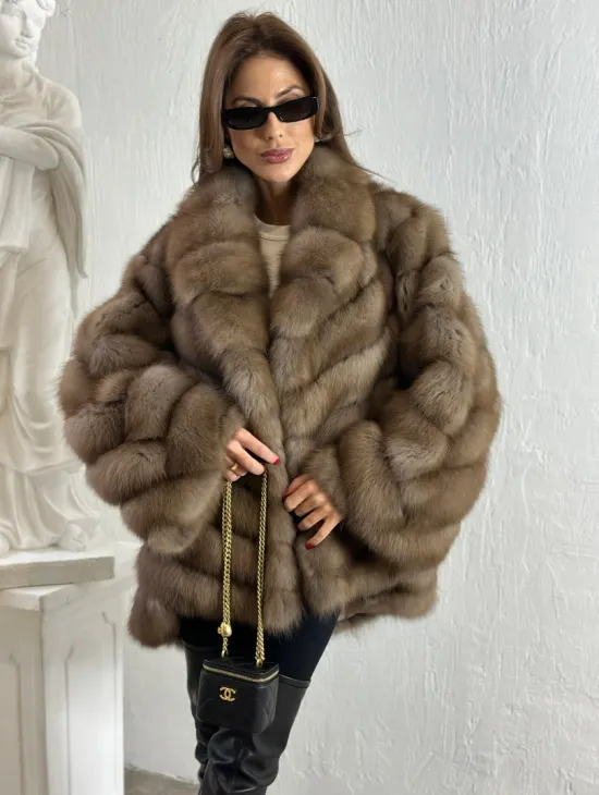 Жакет из куницы с шалью