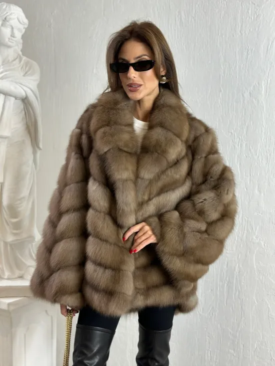 Жакет из куницы с шалью