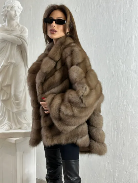 Жакет из куницы с шалью