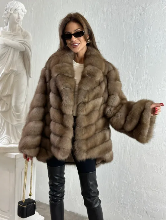 Жакет из куницы с шалью