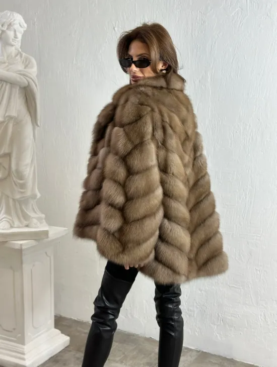 Жакет из куницы с шалью