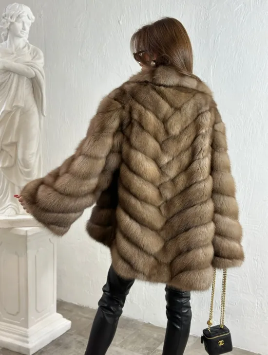 Жакет из куницы с шалью