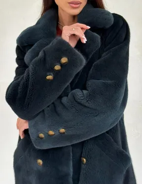 Норковый жакет английский воротник - черный изумруд