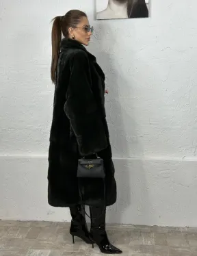 Кимоно норка мех NAFA английский воротник - темный изумруд