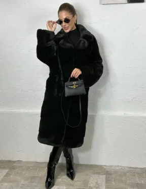 Кимоно норка мех NAFA английский воротник - темный изумруд