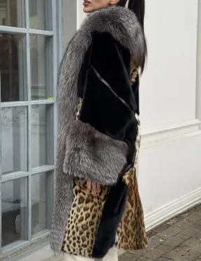 Комбинированная шуба из норки и чернобурой лисы