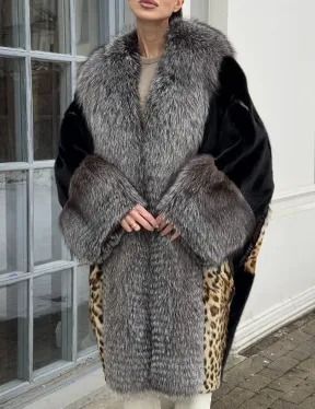 Комбинированная шуба из норки и чернобурой лисы