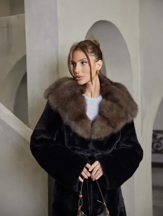 Норка BLACKGLAMA пластины капюшон куница