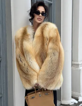 Шуба Premium из меха альпийской лисы - GOLDEN FOX