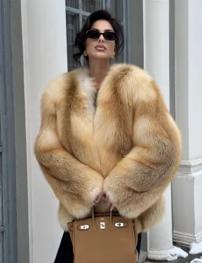 Шуба Premium из меха альпийской лисы - GOLDEN FOX