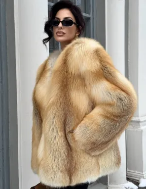 Шуба Premium из меха альпийской лисы - GOLDEN FOX