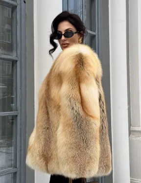 Шуба Premium из меха альпийской лисы - GOLDEN FOX