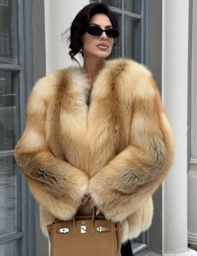 Шуба Premium из меха альпийской лисы - GOLDEN FOX