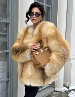 Шуба Premium из меха альпийской лисы - GOLDEN FOX
