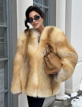Шуба Premium из меха альпийской лисы - GOLDEN FOX