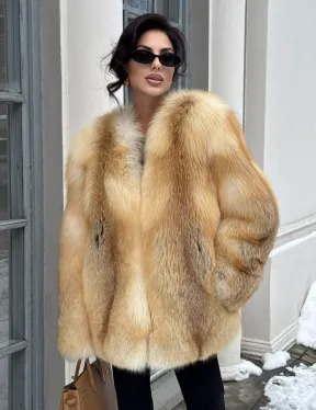 Шуба Premium из меха альпийской лисы - GOLDEN FOX