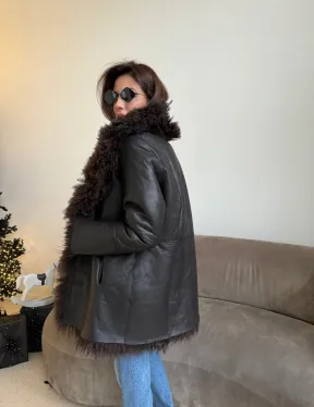 Шуба - дубленка из натуральной овчины (двусторонняя)