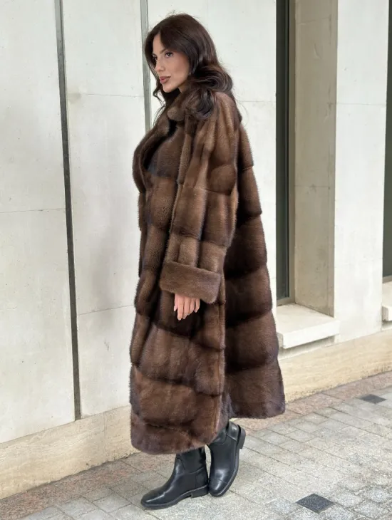 Норковая шуба NAFA соболиного натурального цвета